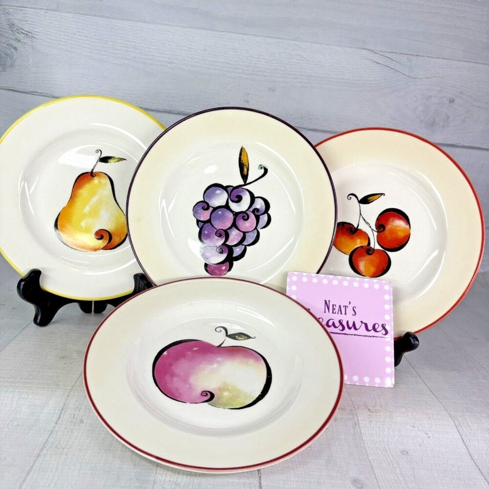 Casual Settings by Majesticware FRUIT PIE Various Stoneware Salad Plate Set of 4